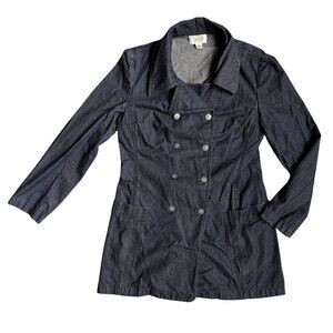 Vtg Talbots Denim Chore Coat Womens Size 4 Trench Jean Long Pocket Lightweight